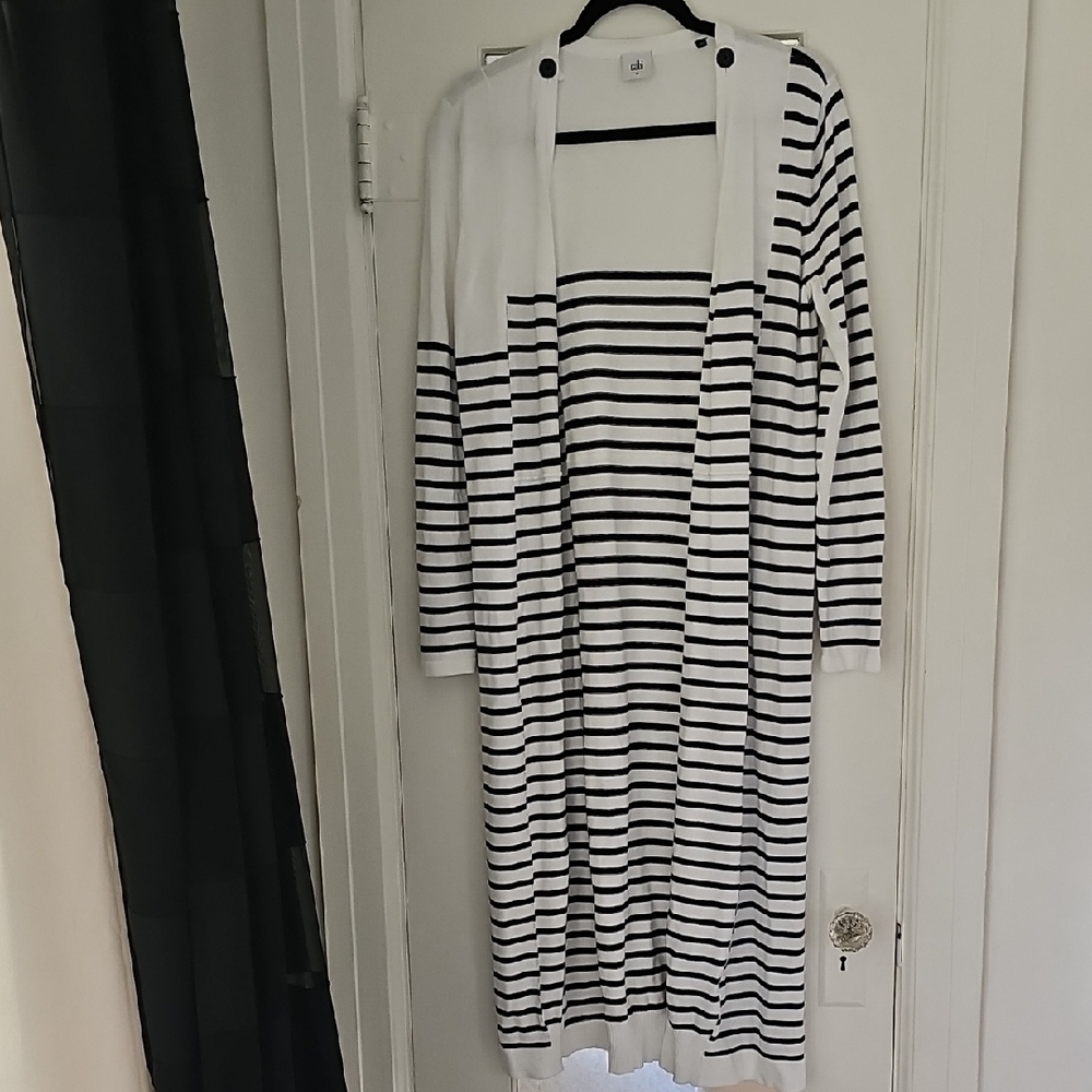Cami NYC Black and White Striped Cardigan